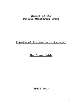 Report of the Tunisia Monitoring Group Freedom of Expression In