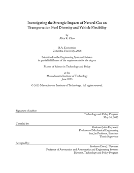 Investigating the Strategic Impacts of Natural Gas on Transportation Fuel Diversity and Vehicle Flexibility