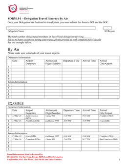 FORM J Travel Itinerary Fillable