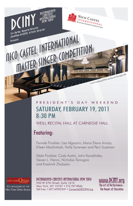 Nico Castel International Master Singer Competition Libretti Translations As Well As the “Manual for Spanish Lyric Diction.”