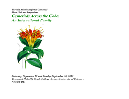 Gesneriads Across the Globe: an International Family