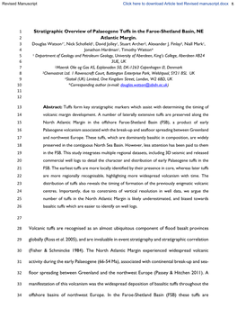 Stratigraphic Overview of Palaeogene Tuffs in the Faroe-Shetland Basin, NE 2 Atlantic Margin