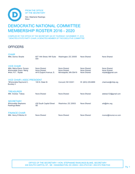 Democratic National Committee Membership Roster 2016 - 2020