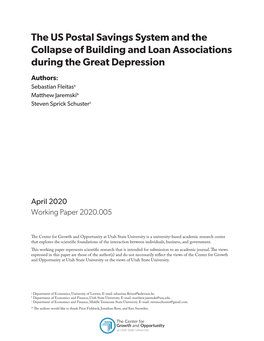 The US Postal Savings System and the Collapse of Building and Loan Associations During the Great Depression