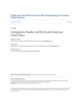 Comparative Studies and the South American Gran Chaco Isabelle Combes French Institute for Andean Studies (IFEA), Santa Cruz De La Sierra, Kunhati@Gmail.Com