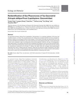 Reidentification of Sex Pheromones of Tea Geometrid Ectropis Obliqua Prout (Lepidoptera: Geometridae)