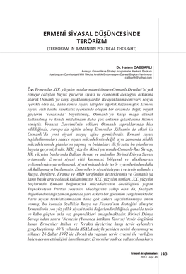 Ermeni Siyasal Düşüncesinde Terörizm (Terrorism in Armenian Political Thought)