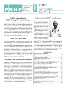 PNHP Newsletter Fall 2014 PHYSICIANS for a NATIONAL HEALTH PROGRAM ▪ 29 E