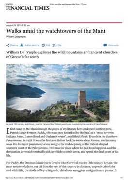 Walks Amid the Watchtowers of the Mani ­ FT.Com