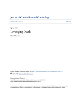 Leveraging Death Sherod Thaxton