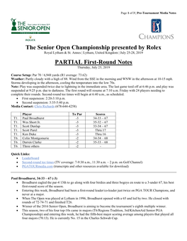 The Senior Open Championship Presented by Rolex PARTIAL First