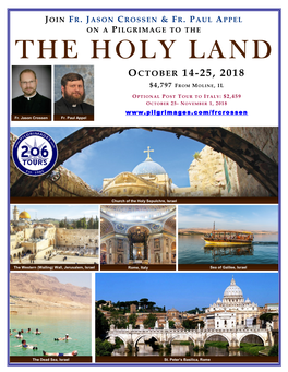 The Holy Land O Ctober 14-25, 2018