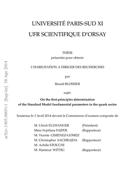 Université Paris-Sud Xi Ufr Scientifique D'orsay