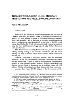 Runaway Productions and "Hollywood Economics"