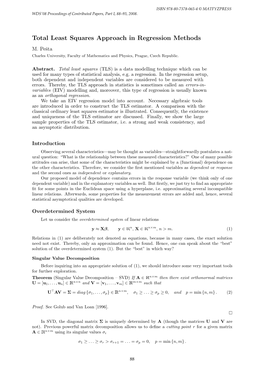 Total Least Squares Approach in Regression Methods M