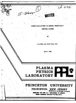 Plasma Physics Laboratory Princeton University