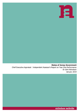 States of Jersey Government Chief Executive Appraisal: Independent Assessor's Report on Year One Performance Dr John Nichols