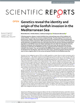 Genetics Reveal the Identity and Origin of the Lionfish Invasion in The