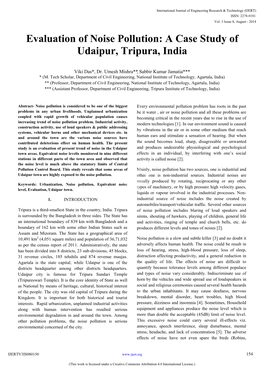 Evaluation of Noise Pollution: a Case Study of Udaipur, Tripura, India