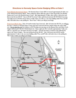 Directions to Kennedy Space Center News Center