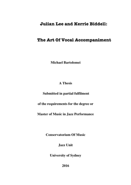 Julian Lee and Kerrie Biddell: the Art of Vocal Accompaniment