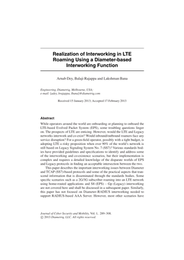 Realization of Interworking in LTE Roaming Using a Diameter-Based Interworking Function