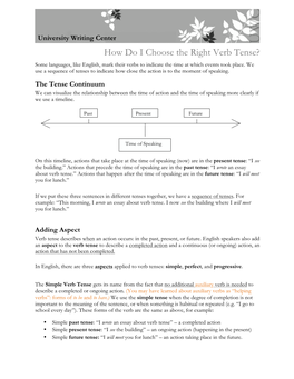 How Do I Choose the Right Verb Tense? Some Languages, Like English, Mark Their Verbs to Indicate the Time at Which Events Took Place