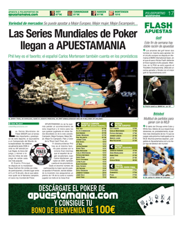 Las Series Mundiales De Poker Llegan A