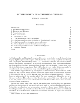 Is There Beauty in Mathematical Theories?