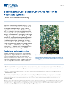 Buckwheat: a Cool-Season Cover Crop for Florida Vegetable Systems1 Danielle Treadwell and Pei-Wen Huang2