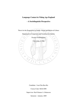 Language Contact in Viking Age England