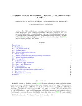 Selmer Groups and Rational Points on Elliptic Curves with Cm