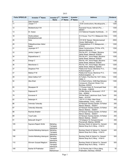 Unpaid Dividend Data