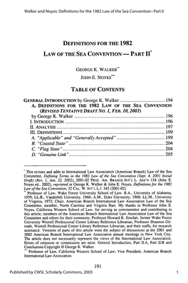 Definitions for the 1982 Law of the Sea Convention--Part II