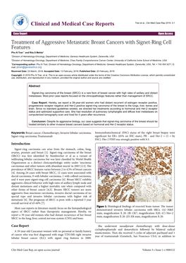 Treatment of Aggressive Metastatic Breast Cancers with Signet-Ring