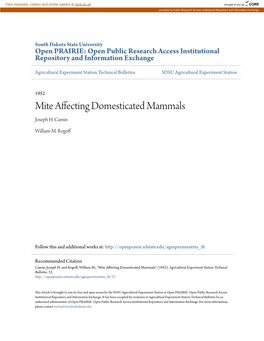 Mite Affecting Domesticated Mammals Joseph H