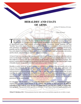 HERALDRY and COATS of ARMS by Brian W