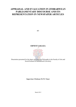 Appraisal and Evaluation in Zimbabwean Parliamentary Discourse and Its Representation in Newspaper Articles