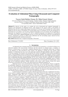 Evaluation of Abdominal Mass Using Ultrasound and Computed Tomography