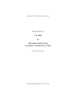 Proceedings of CA 2004 the Fall 2004 ENGR 3410 Computer Architecture