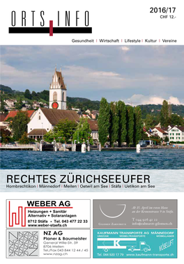 RECHTES ZÜRICHSEEUFER 2013/14 RECHTES ZÜRICHSEEUFER Hombrechtikon | Männedorf | Meilen | Oetwil Am See | Stäfa | Uetikon Am See Inhalt