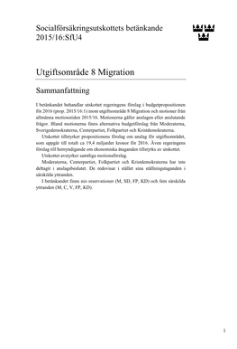 Bet. 2015/16:Sfu4 Utgiftsområde 8 Migration
