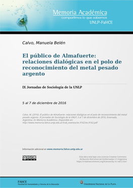 El Público De Almafuerte: Relaciones Dialógicas En El Polo De Reconocimiento Del Metal Pesado Argento