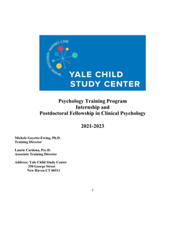 Psychology Training Program Internship and Postdoctoral Fellowship in Clinical Psychology