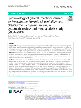 Epidemiology of Genital Infections Caused by Mycoplasma Hominis, M