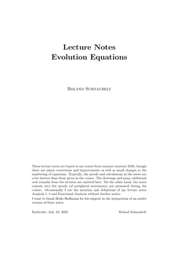 Lecture Notes Evolution Equations