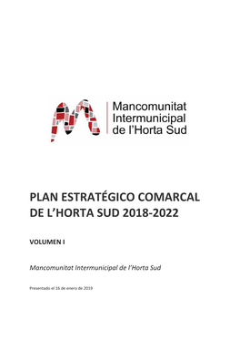 Plan Estratégico Comarcal De L'horta Sud 2018-2022