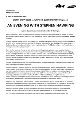 An Evening with Stephen Hawking