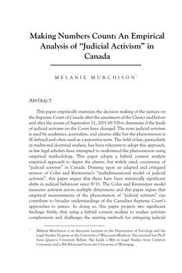 Making Numbers Count: an Empirical Analysis of “Judicial Activism” in Canada