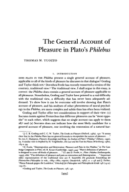 The General Account of Pleasure in Plato's Philebus